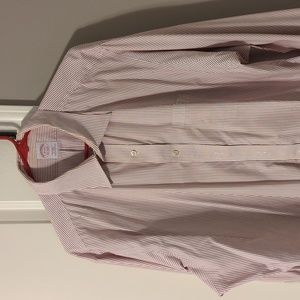 Brooks Brothers dress shirt, red stripes, 18 4/5